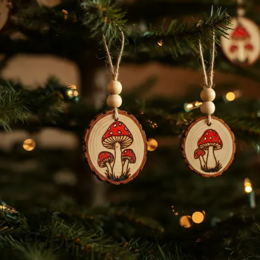 Woodburned Mushrooms With Painted Details