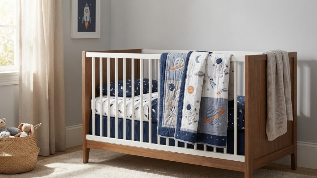 Astronaut-Themed Crib Bedding