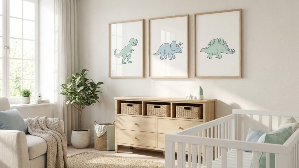 Minimalist Dinosaur Wall Art Prints