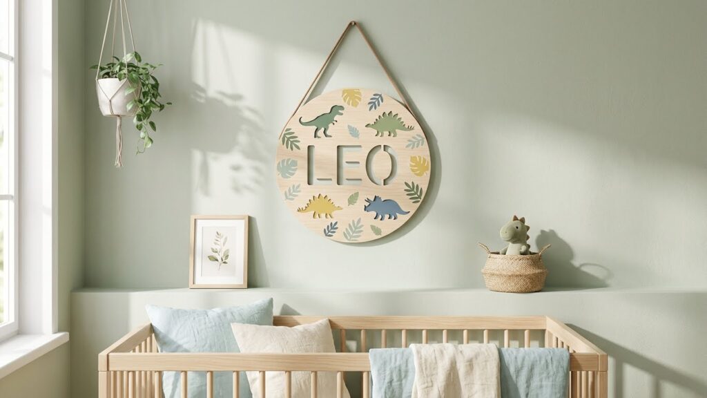 Personalized Name Sign With Dino Theme