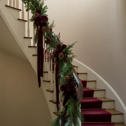 Velvet Ribbon-Wrapped Banister