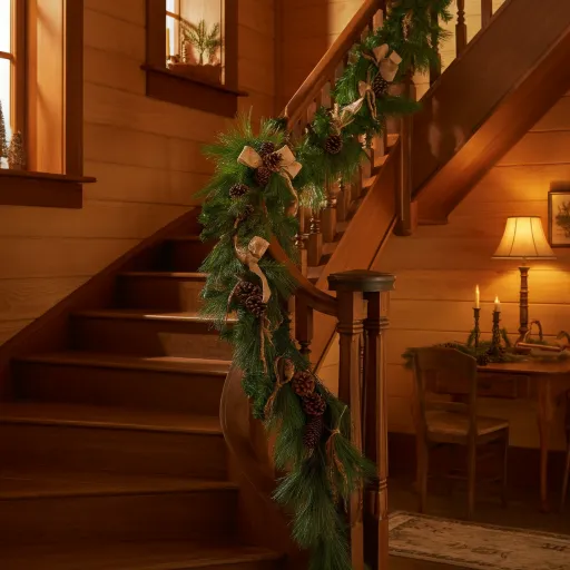 Woodland Rustic Banister with Pinecones & Wood Ornaments