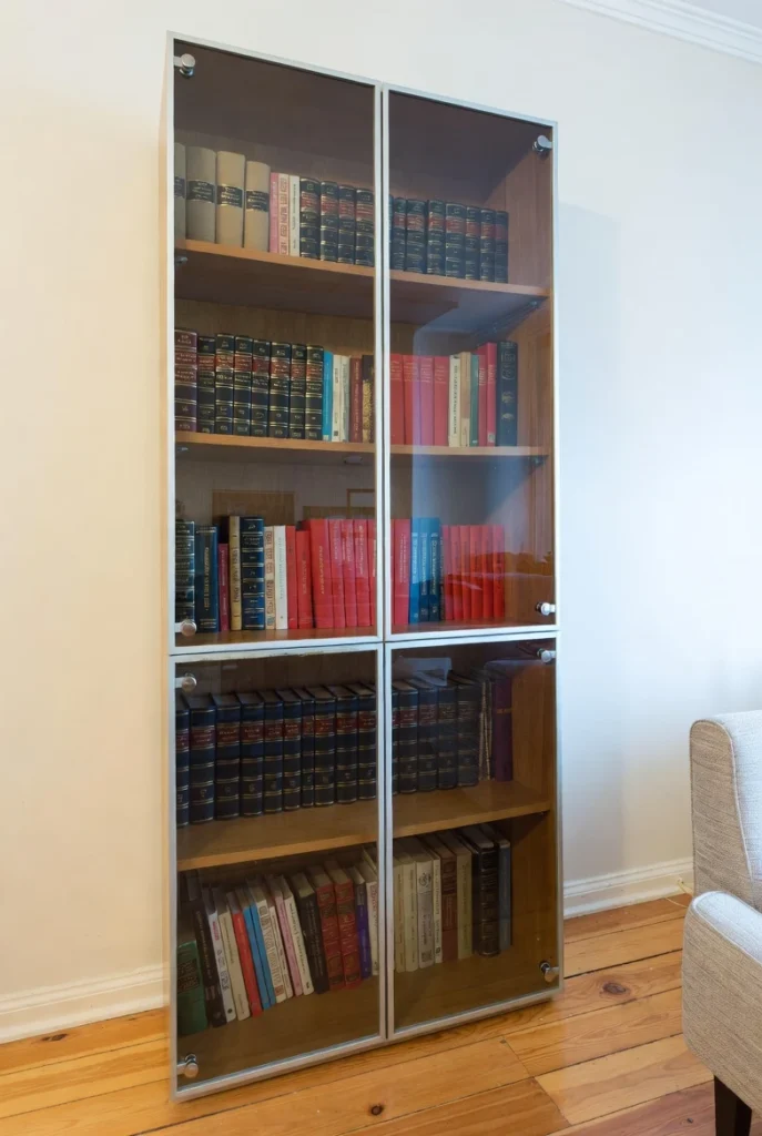 Elegant Glass-Door Bookshelf Display