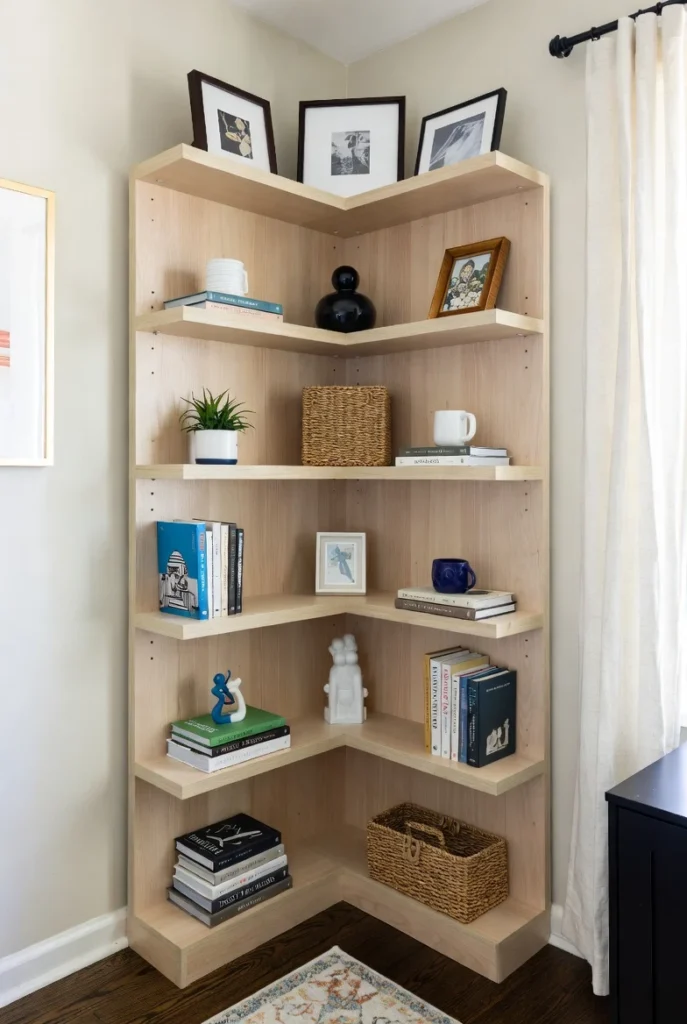 Eclectic Corner Shelf with Personal Touches