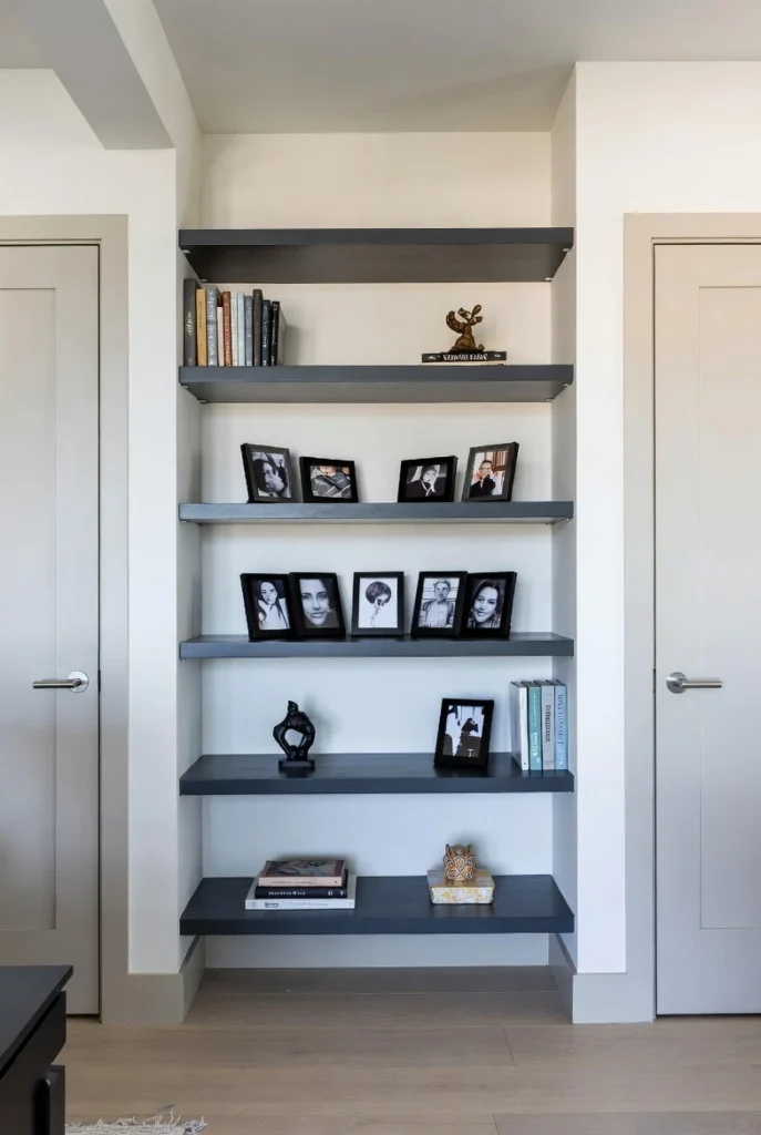 Stylish Built-In Bookshelf Between Doors