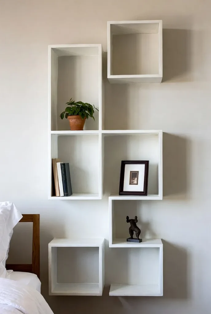 Boxed Shelf Layout with Sculptural Flair