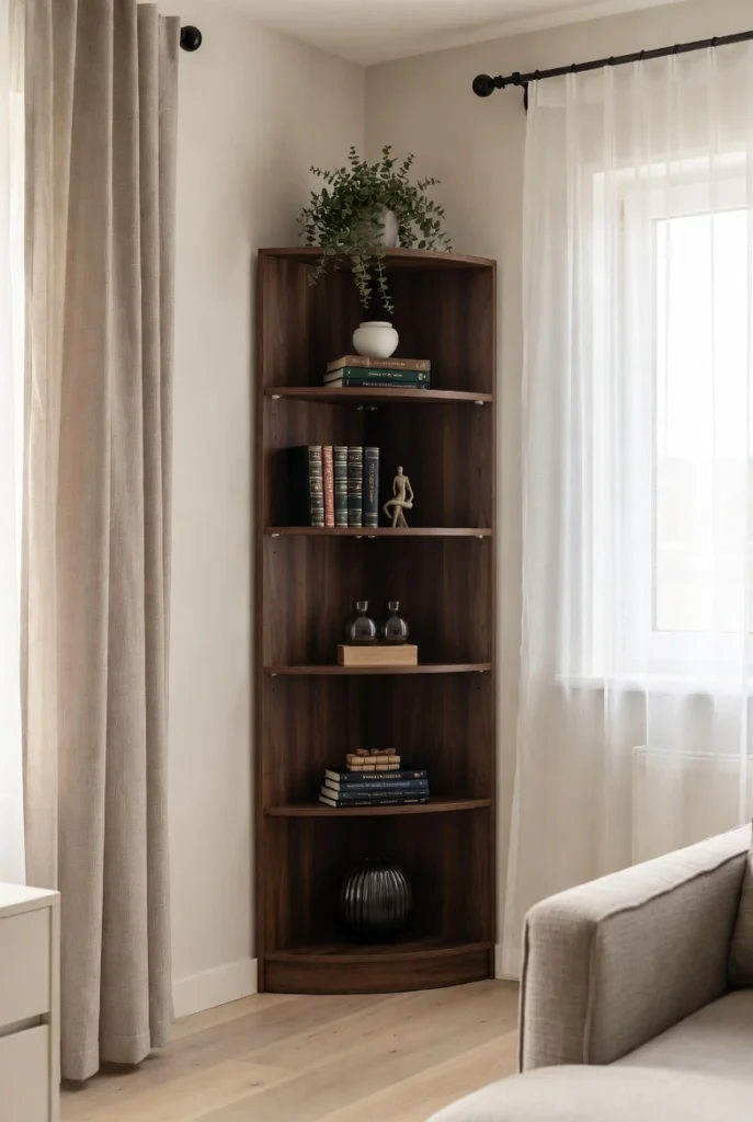 Elegant Corner Shelf with Mixed Decor