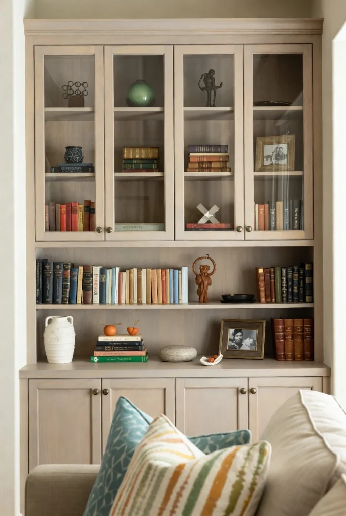 Built-In Bookshelf with Artistic Flair