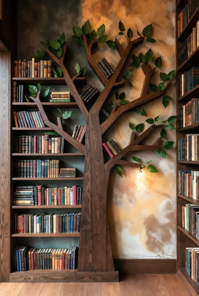 Leafy Branch Bookshelf Design