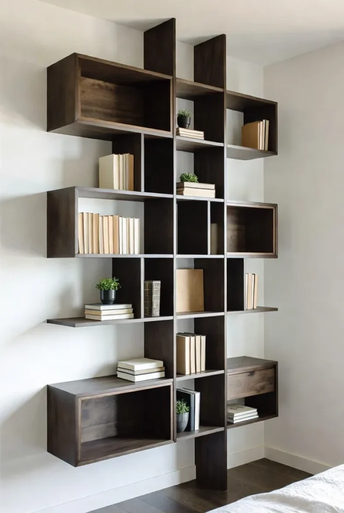 Grid-Style Shelf with Natural Accents