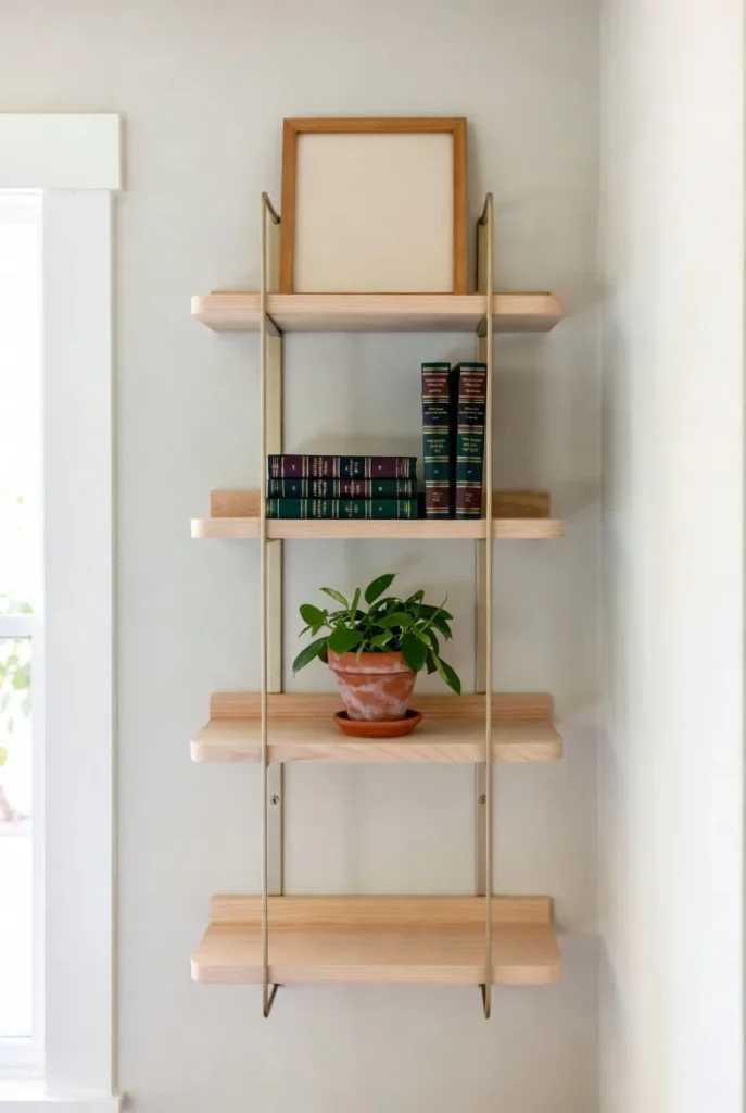 Bracketed Wood Shelf with Airy Style