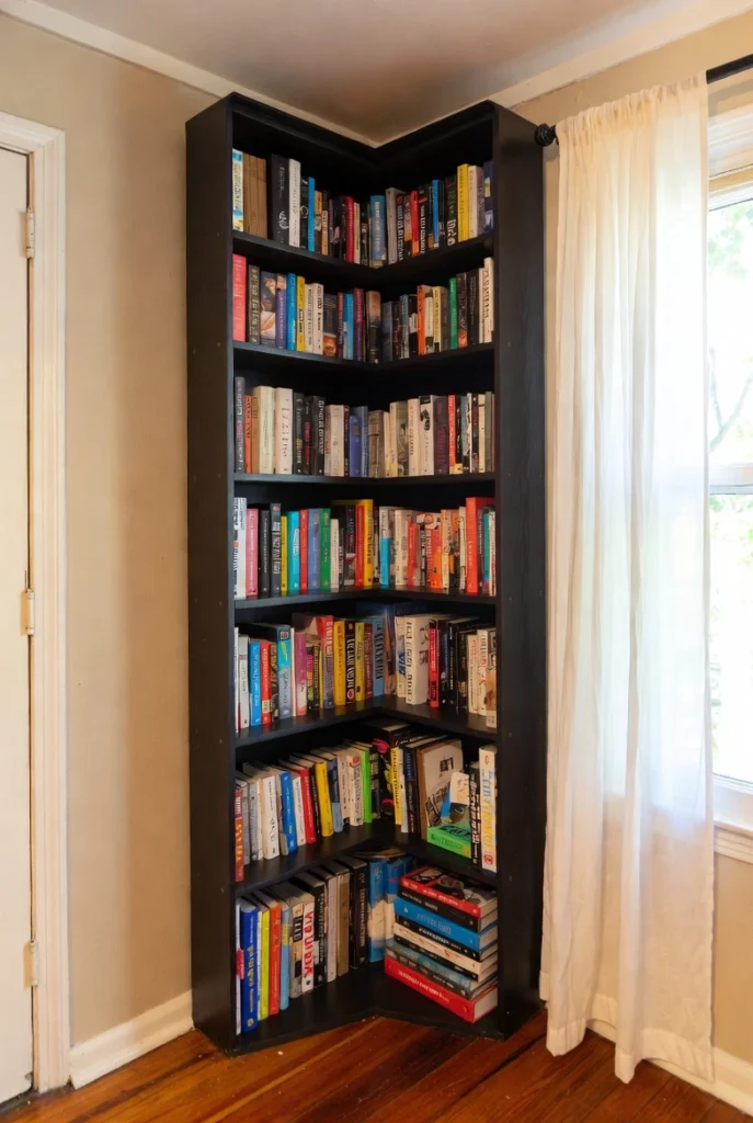 Black Corner Shelf with Book Lover’s Appeal